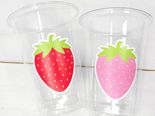 STRAWBERRY PARTY CUPS - Strawberry Birthday Cups Strawberry Cups First Birthday Strawberry Party Decorations Strawberry Baby Shower