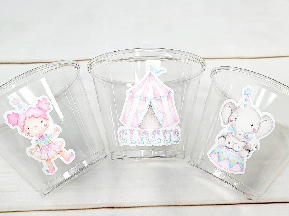 CIRCUS PARTY CUPS - Circus Birthday Cups Circus Party Favors Circus Party Cups Circus Baby Shower Circus Birthday Circus Party Decorations