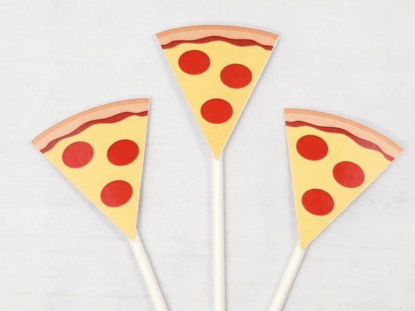 Pizza Cupcake Toppers, Pizza Party Cupcake Toppers, Fast Food Cupcake Toppers