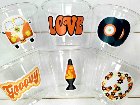 70'S PARTY CUPS - 70's Birthday Cups 70's Party Cups 70's Decorations 70's Birthday Party 70's Birthday Party Decorations Hippie Party Decor