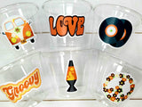 70'S PARTY CUPS - 70's Birthday Cups 70's Party Cups 70's Decorations 70's Birthday Party 70's Birthday Party Decorations Hippie Party Decor