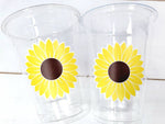 SUNFLOWER PARTY CUPS - Sunflower Birthday Party Cups Sunflower Baby Shower Cups Floral Party Cups Flower Party Cups Sunflower Party Favors