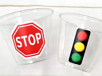 STOP SIGN CUPS - Traffic Light Cups Traffic Sign Cups Transportation Party School Bus Party School Bus Cups Racing Party Cups Race Car Cups