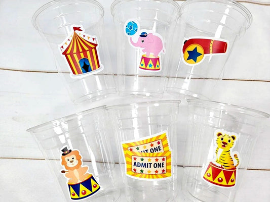CIRCUS PARTY CUPS - Circus Birthday Cups Circus Party Favors Circus Party Cups Circus Baby Shower Circus Birthday Circus Party Decorations