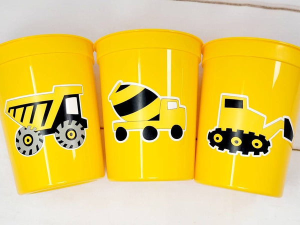CONSTRUCTION PARTY CUPS - Construction Truck Cups Construction Truck Cups Construction Birthday Construction Party Construction Decorations