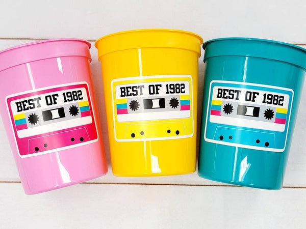 40th PARTY CUPS - Best of 1982 40th Birthday Party 40th Birthday Favors 40th Party Cups 40th Party Decorations 1982 Birthday 80's Party Cup