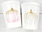 PINK PUMPKIN PARTY Cups - Reusable Pink Pumpkin Party Pink and Gold Pumpkin Cups Little Pumpkin Fall Baby Shower Pink Pumpkin Little Pumpkin