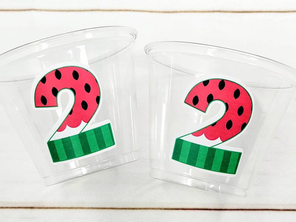 WATERMELON PARTY CUPS - Watermelon Party Favors Watermelon Treat Cups Watermelon Birthday One in a Melon First Birthday 1st Birthday