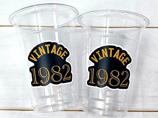 40th PARTY CUPS - Gold Vintage 1982 40th Birthday Party 40th Birthday Favors 40th Party Cups 40th Party Decorations 1982 Birthday Party Cups