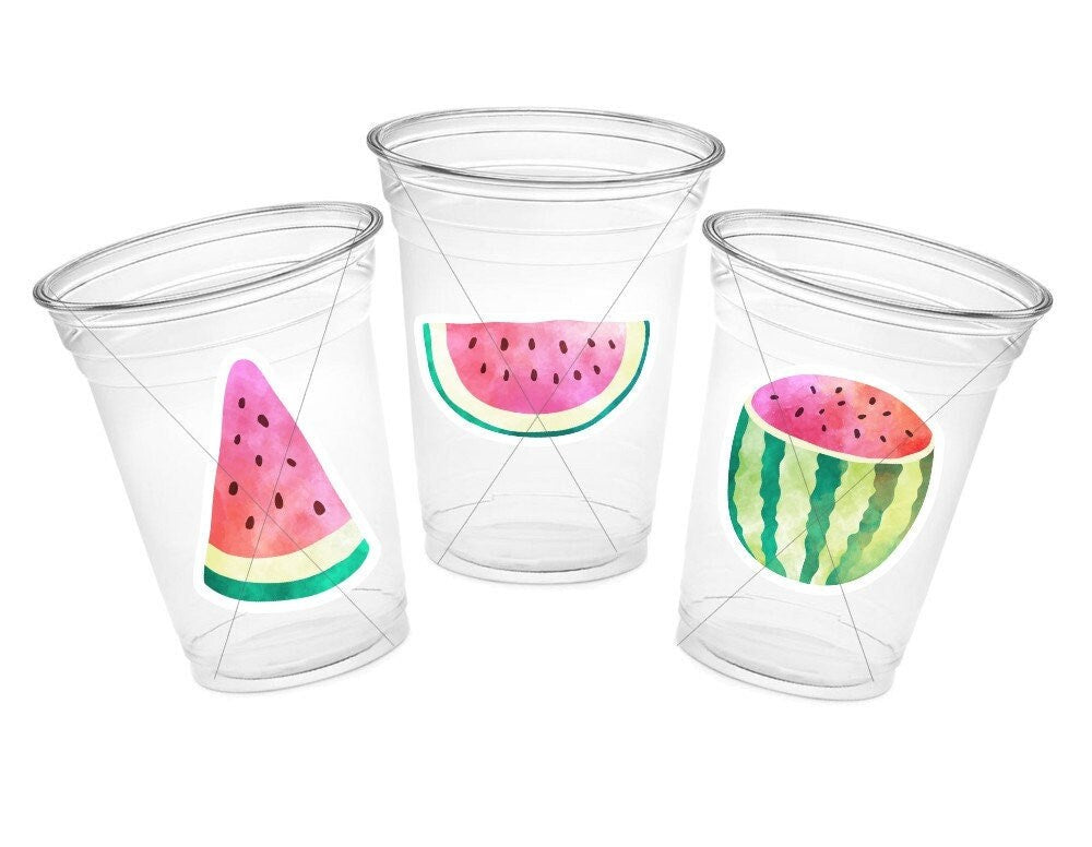 WATERMELON PARTY CUPS - Watermelon Party Favors Watermelon Treat Cups Watermelon Birthday One in a Melon First Birthday 1st Birthday