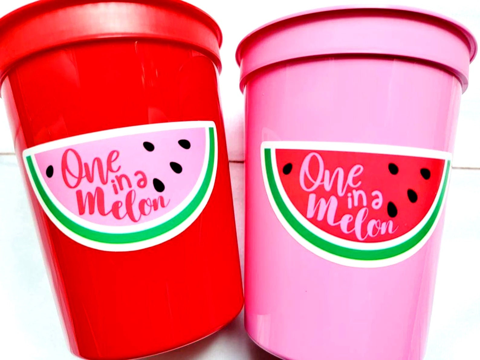 WATERMELON PARTY CUPS - Watermelon Party Favors Watermelon Treat Cups Watermelon Birthday One in a Melon First Birthday 1st Birthday