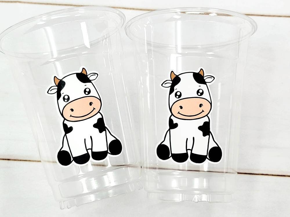 COW PARTY CUPS - Cow Cups Cow Birthday Cups Farm Animal Cups Cow Party Favors Farm Cow Baby Shower Cow First Birthday Cow Party Decorations
