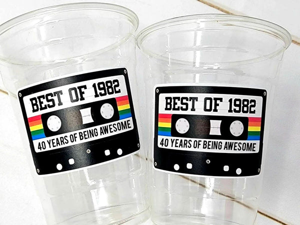 40th PARTY CUPS - Best of 1982 40th Birthday Party 40th Birthday Favors 40th Party Cups 40th Party Decorations 1982 Birthday Party Cups 80s