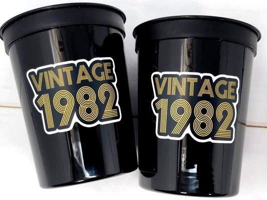 40th PARTY CUPS - Reusable Vintage 1982 40th Birthday Party 40th Birthday Favors 40th Party Cups 40th Party Decorations 1982 Birthday Party