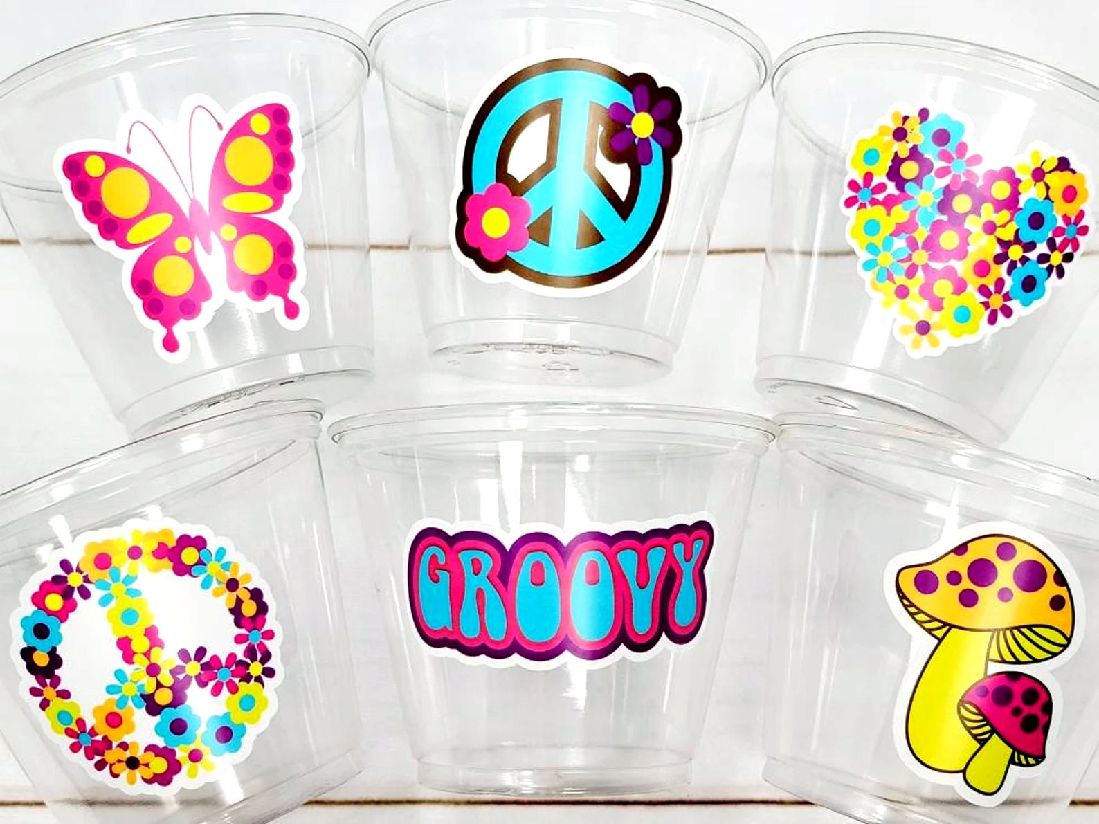 70'S PARTY CUPS - 70's Birthday Cups 70's Party Cups 70's Decorations 70's Birthday Party 70's Birthday Party Decorations Hippie Party Decor