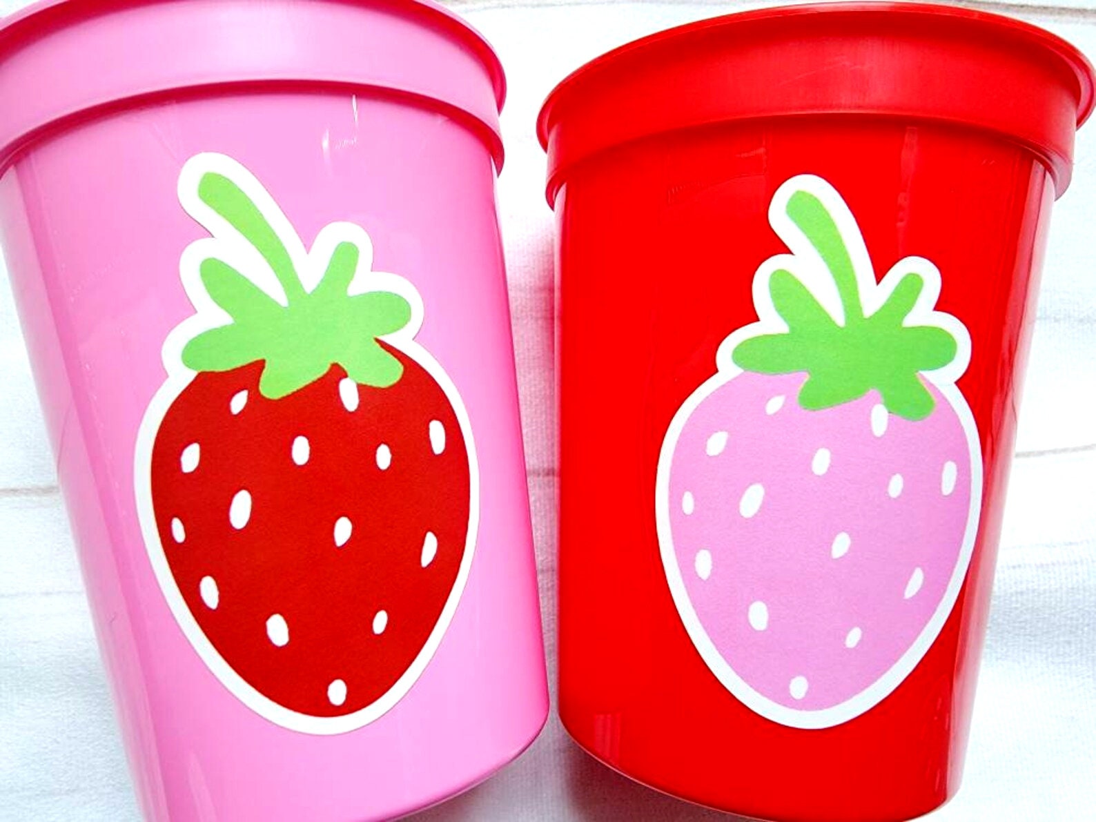 STRAWBERRY PARTY CUPS - Strawberry Birthday Cups Strawberry Cups First Birthday Strawberry Party Decorations Strawberry Baby Shower