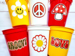 70'S PARTY CUPS - 70's Birthday Cups 70's Party Cups 70's Decorations 70's Birthday Party 70's Birthday Party Decorations Hippie Party Decor