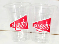 CHEERLEADING PARTY CUPS - Cheer Party Cups Cheerleader Party Cups Cheer Birthday Party Cheer Party Favors Cheer Baby Shower Cups Cheer Squad