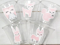 GIRL WOODLAND PARTY Cups- Woodland Cups Woodland Animals Woodland Decorations Woodland Birthday Woodland Baby Shower Woodland Birthday Party