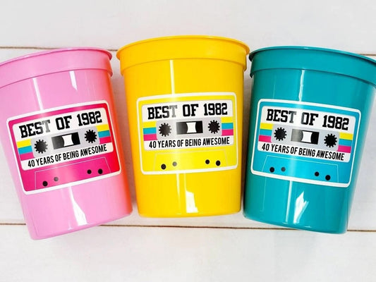 40th PARTY CUPS - Best of 1982 40th Birthday Party 40th Birthday Favors 40th Party Cups 40th Party Decorations 1982 Birthday 80's Party Cup