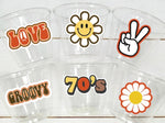 70'S PARTY CUPS - 70's Birthday Cups 70's Party Cups 70's Decorations 70's Birthday Party 70's Birthday Party Decorations Hippie Party Decor