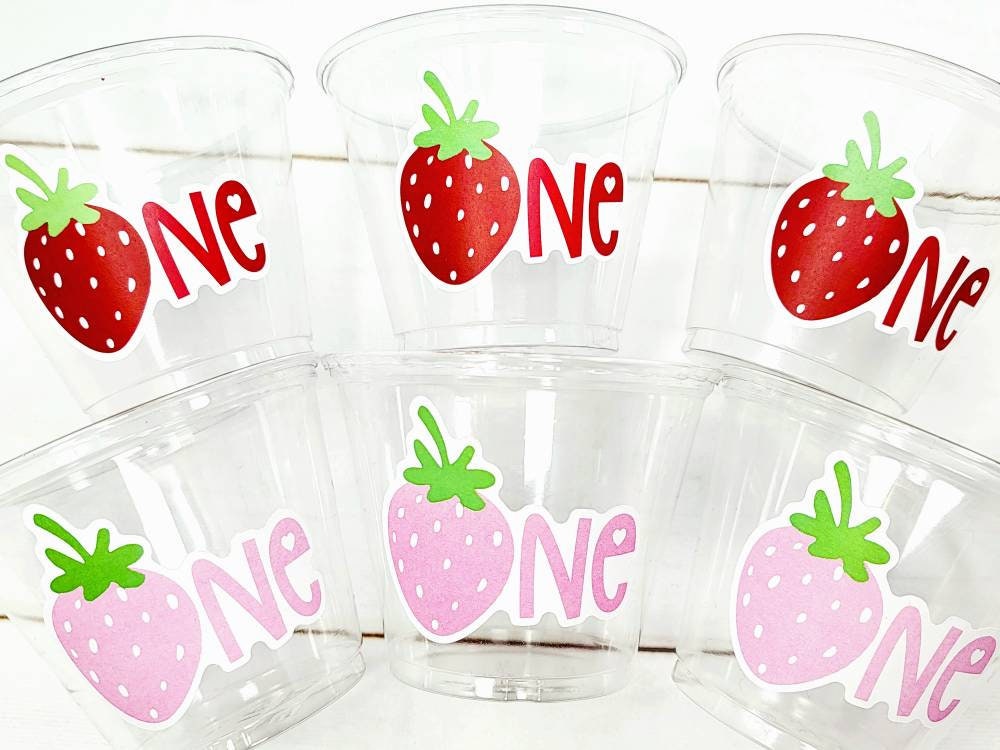 STRAWBERRY PARTY CUPS - Strawberry Birthday Cups Strawberry Cups First Birthday Strawberry Party Decorations Strawberry Baby Shower