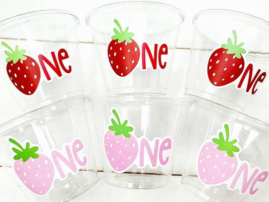STRAWBERRY PARTY CUPS - Strawberry Birthday Cups Strawberry Cups First Birthday Strawberry Party Decorations Strawberry Baby Shower