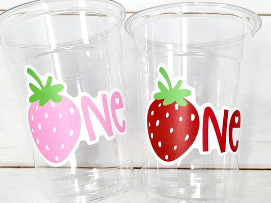 STRAWBERRY PARTY CUPS - Strawberry Birthday Cups Strawberry Cups First Birthday Strawberry Party Decorations Strawberry Baby Shower