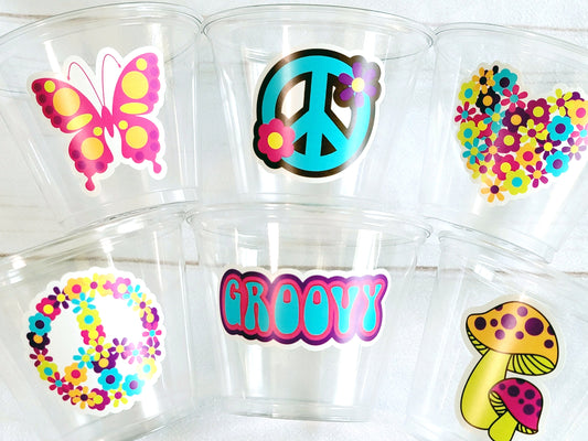 70'S PARTY CUPS - 70's Birthday Cups 70's Party Cups 70's Decorations 70's Birthday Party 70's Birthday Party Decorations Hippie Party Decor