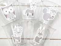 WOODLAND PARTY CUPS - Woodland Cups Woodland Animals Woodland Decorations Woodland Birthday Woodland Baby Shower Woodland Birthday Party