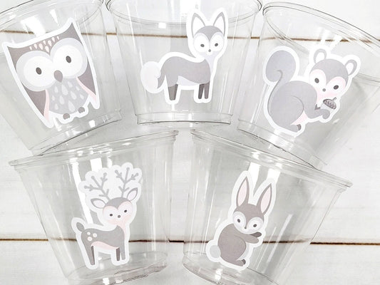 WOODLAND PARTY CUPS - Woodland Cups Woodland Animals Woodland Decorations Woodland Birthday Woodland Baby Shower Woodland Birthday Party