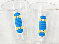 SKATEBOARD PARTY CUPS - Skateboarding cups skateboard party skateboarding party cups Skateboard Birthday skateboard party skateboarder cups