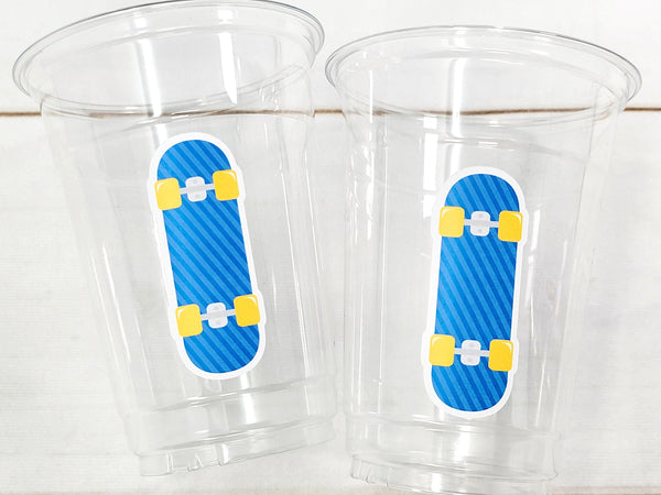 SKATEBOARD PARTY CUPS - Skateboarding cups skateboard party skateboarding party cups Skateboard Birthday skateboard party skateboarder cups