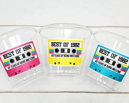 40th PARTY CUPS - Best of 1982 40th Birthday Party 40th Birthday Favors 40th Party Cups 40th Party Decorations 1982 Birthday Party Cups