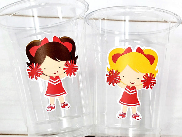 CHEERLEADER PARTY CUPS - Cheer Party Cups Cheerleader Party Cups Cheer Birthday Party Cheer Party Favors Cheer Baby Shower Cups Cheer Squad