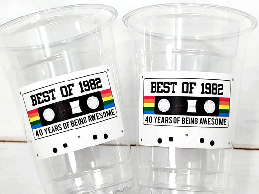 40th PARTY CUPS - Best of 1982 40th Birthday Party 40th Birthday Favors 40th Party Cups 40th Party Decorations 1982 Birthday Party Cups 80s