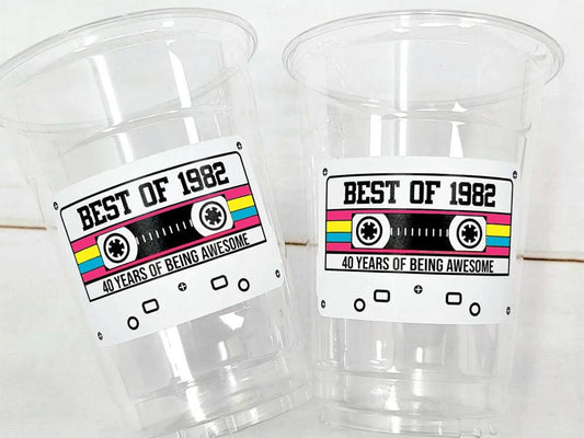 40th BIRTHDAY PARTY Cups - 40th Birthday Party cups, 40th Birthday Party, Best of 1982 Birthday, Vintage 40th Birthday, 40th Birthday Party
