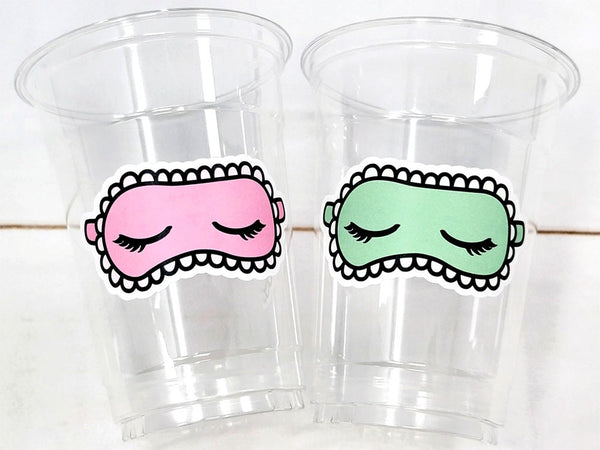 SLUMBER PARTY CUPS - Sleepover party cups Pajama Party Cups Sleeping Mask Cups Slumber Party Favors Sleepover Decorations Party Supplies