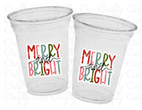 CHRISTMAS PARTY CUPS -Disposable 16oz Party Cups Christmas Party Favors Christmas Gifts Merry Cups and Bright Teachers Gift Gift for Teacher