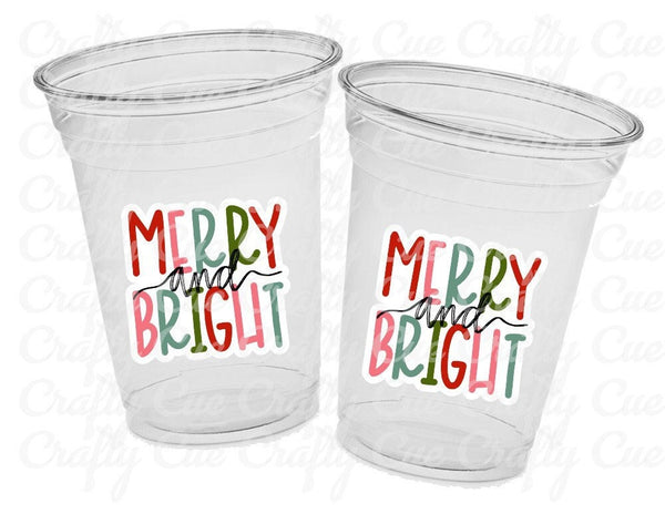 CHRISTMAS PARTY CUPS -Disposable 16oz Party Cups Christmas Party Favors Christmas Gifts Merry Cups and Bright Teachers Gift Gift for Teacher
