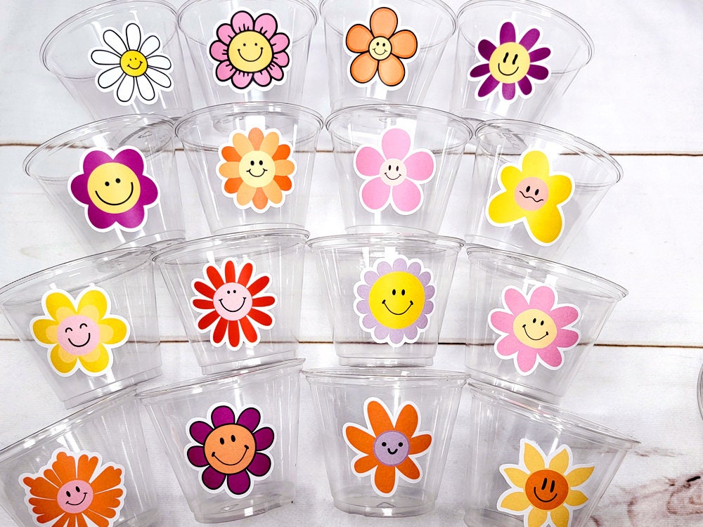 70'S PARTY CUPS -70's Birthday Cups 70's Party Cups 70s Decorations 70's Birthday Party 70s Birthday Party Decorations Hippy Peace Sign Cups