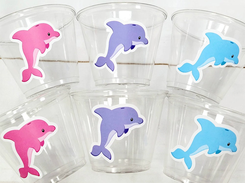 DOLPHIN PARTY CUPS - Dolphin Cups Dolphin Birthday Party Dolphin Party Decorations Under The Sea Party Cups Dolphin Party Supplies Dolphins