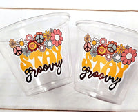 70S PARTY CUPS -70's Birthday Cups 70's Party Cups 70s Decorations 70's Birthday Party 70s Birthday Party Decorations Hippy Two Groovy Cups