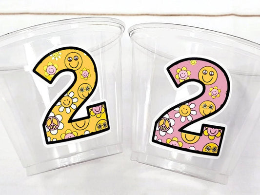 70S PARTY CUPS -70's Birthday Cups 70's Party Cups 70s Decorations 70's Birthday Party 70s Birthday Party Decorations Hippy Two Groovy Cups