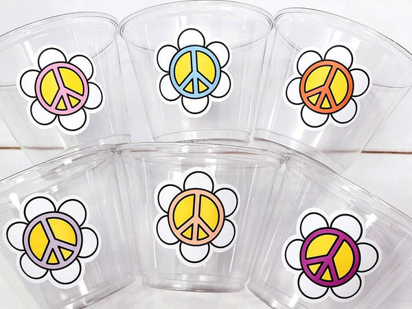 70'S PARTY CUPS -70's Birthday Cups 70's Party Cups 70s Decorations 70's Birthday Party 70s Birthday Party Decorations Hippy Peace Sign Cups