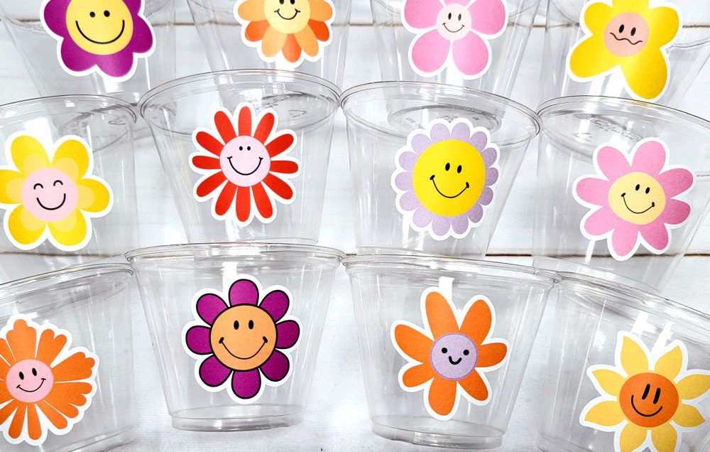 70'S PARTY CUPS -70's Birthday Cups 70's Party Cups 70s Decorations 70's Birthday Party 70s Birthday Party Decorations Hippy Peace Sign Cups