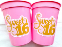 SWEET 16 PARTY Cups - Reuseable Sweet Sixteen Party Cups Sweet 16 Party Cups Sweet 16 Party Favors Sweet 16 Party Favors 16th Birthday Party