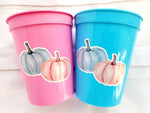 GENDER REVEAL PUMPKIN Party Cups Gender Reveal Baby Shower He or She Cup Pink and Blue Gender Reveal Decoration Little Pumpkin Gender Reveal