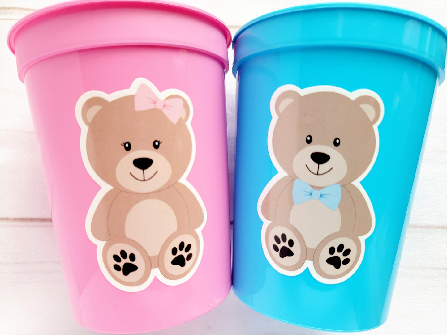 Teddy Bear Party Cups, Teddy Bear Gender Reveal Cups, Teddy Bear Birthday, Teddy Bear Party, Teddy Bear Party Favors, Teddy Bear Baby Shower