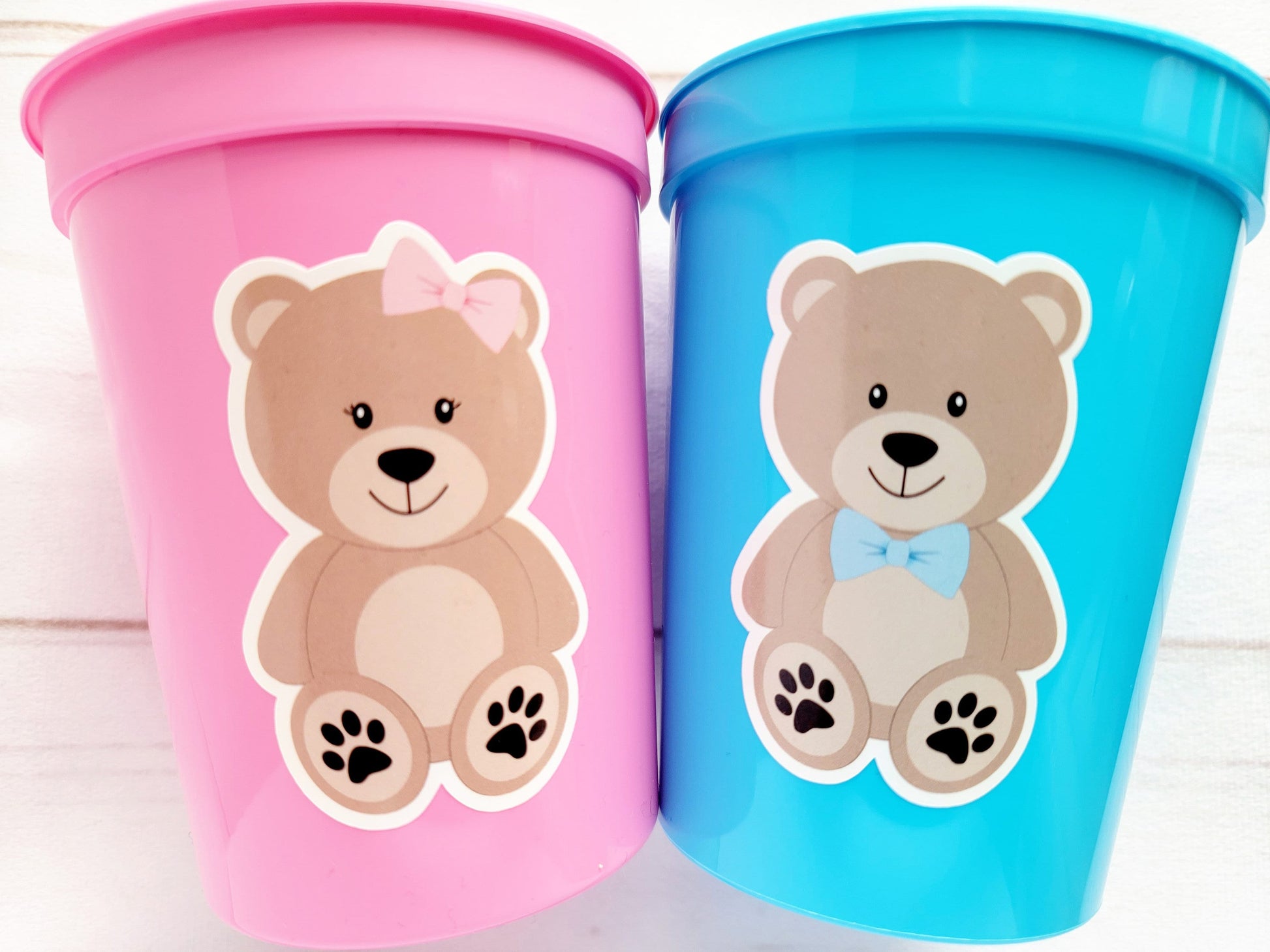 Teddy Bear Party Cups, Teddy Bear Gender Reveal Cups, Teddy Bear Birthday, Teddy Bear Party, Teddy Bear Party Favors, Teddy Bear Baby Shower